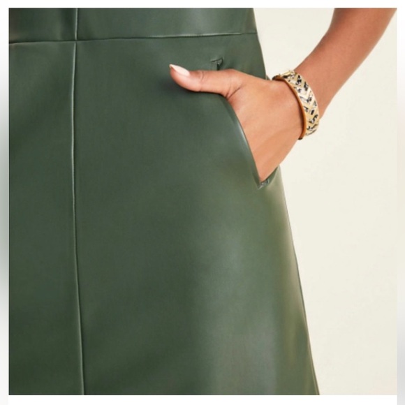 Ann Taylor Petite Green Leather Mini Dress with Pockets - Picture 5 of 16